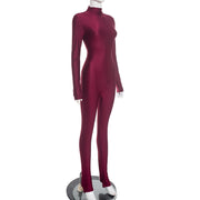 Solid Color Long Sleeve Slim Jumpsuit MXBF J25JP448