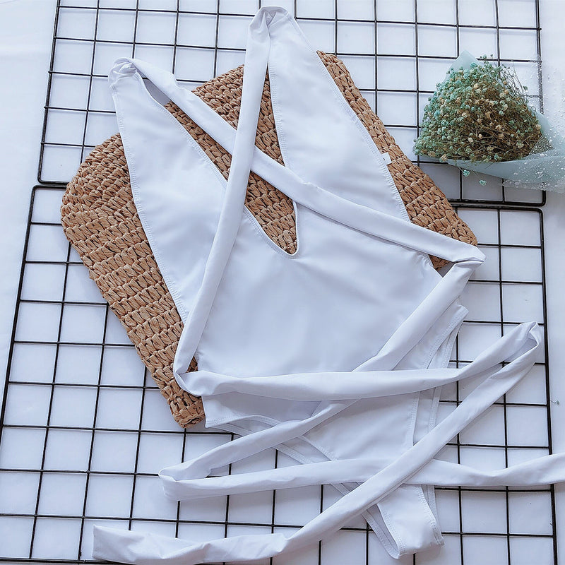Print Tie Up One Piece Swimsuit CSYZ B03