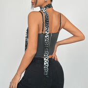 Leopard Patchwork Contrast Color Sling Tank Top GOMN 70354