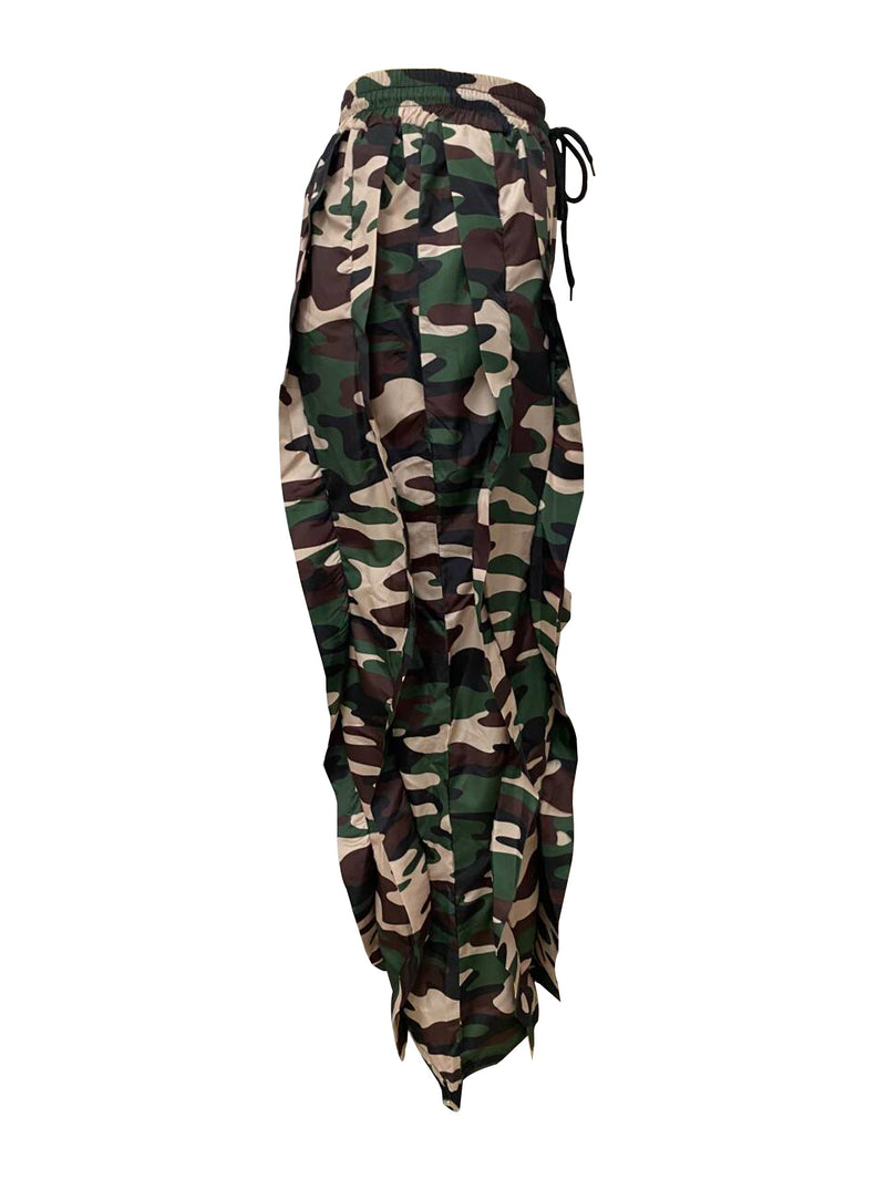 Camouflage Print Ruffles Patchwork Pants LSD 2719