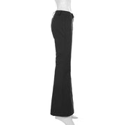 Low Waist Metal Buckle Flare Pants GPKJ MR49498