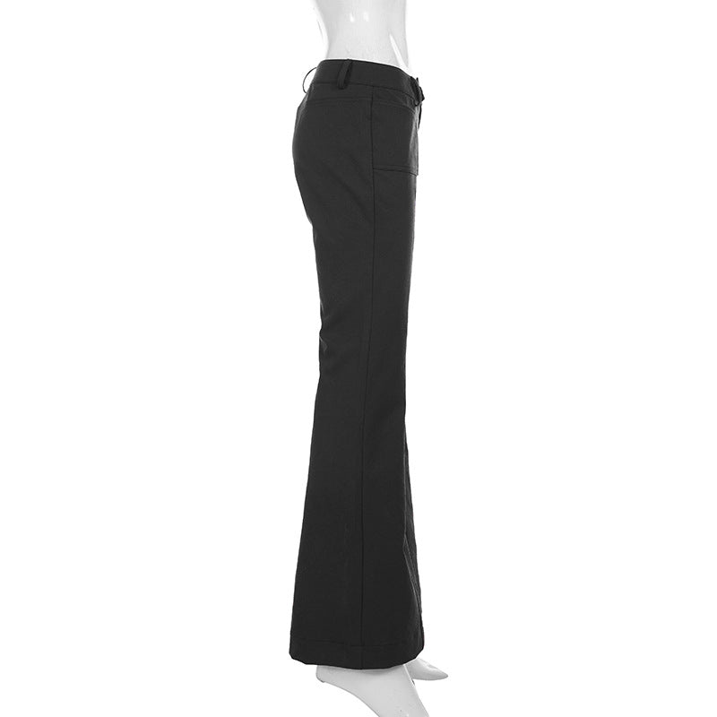 Low Waist Metal Buckle Flare Pants GPKJ MR49498