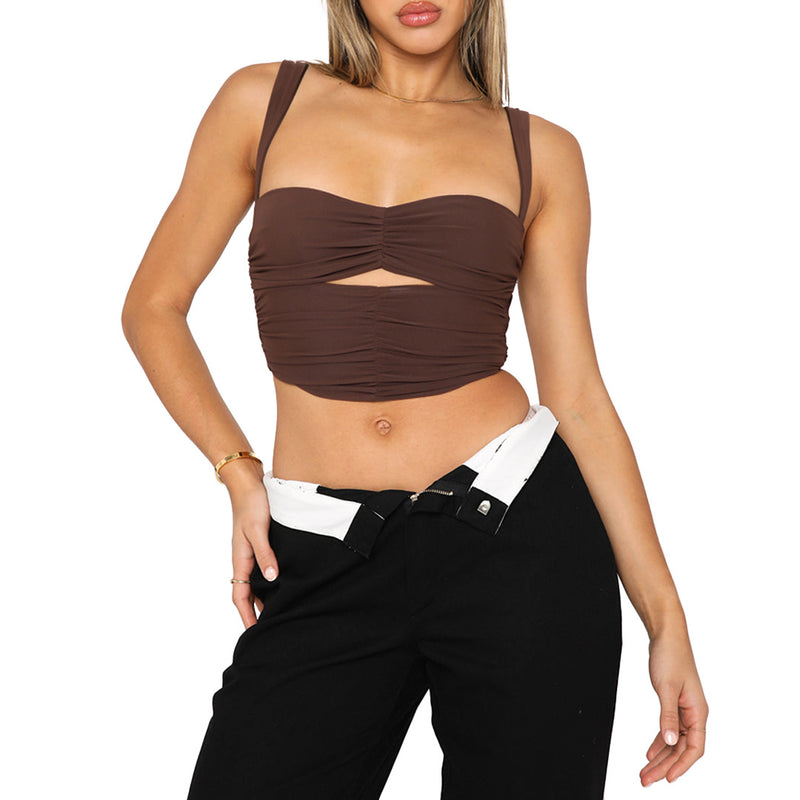 Fashion Ruched Slim Sling Top ASL 6636