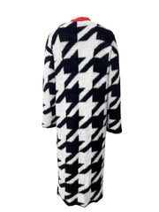 Warm Loose Houndstooth Plush Long Coat LSD 2361