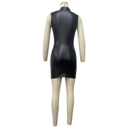 PU Leather Solid Color Sleeveless Bodycon Dress OD 8675