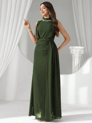 Solid Color Chiffon Sleeveless Maxi Dress GXRF QC170