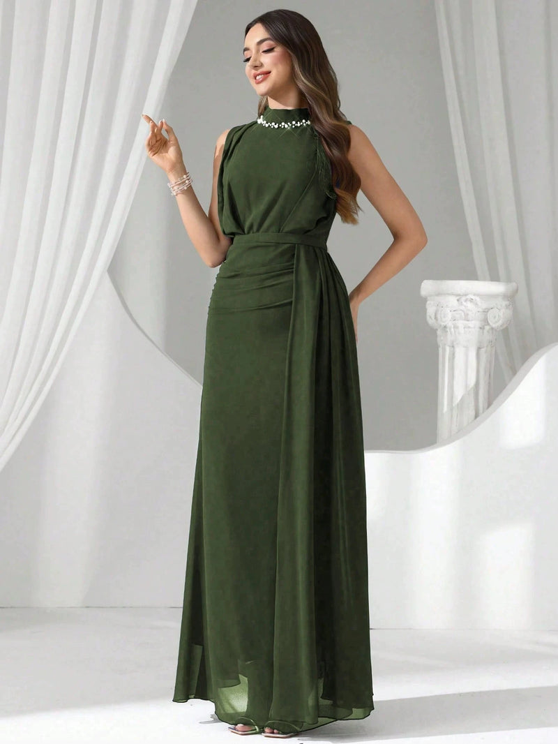 Solid Color Chiffon Sleeveless Maxi Dress GXRF QC170