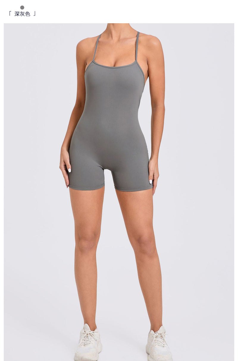Solid Coloar Backless Yoga Sport Romper GQSA 43014