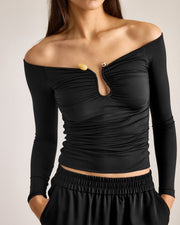 One Shoulder Long Sleeve T Shirt BLG T4917486K