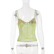 See Through Lace Patchwork Sling Tank Tops GPKJ MR47143