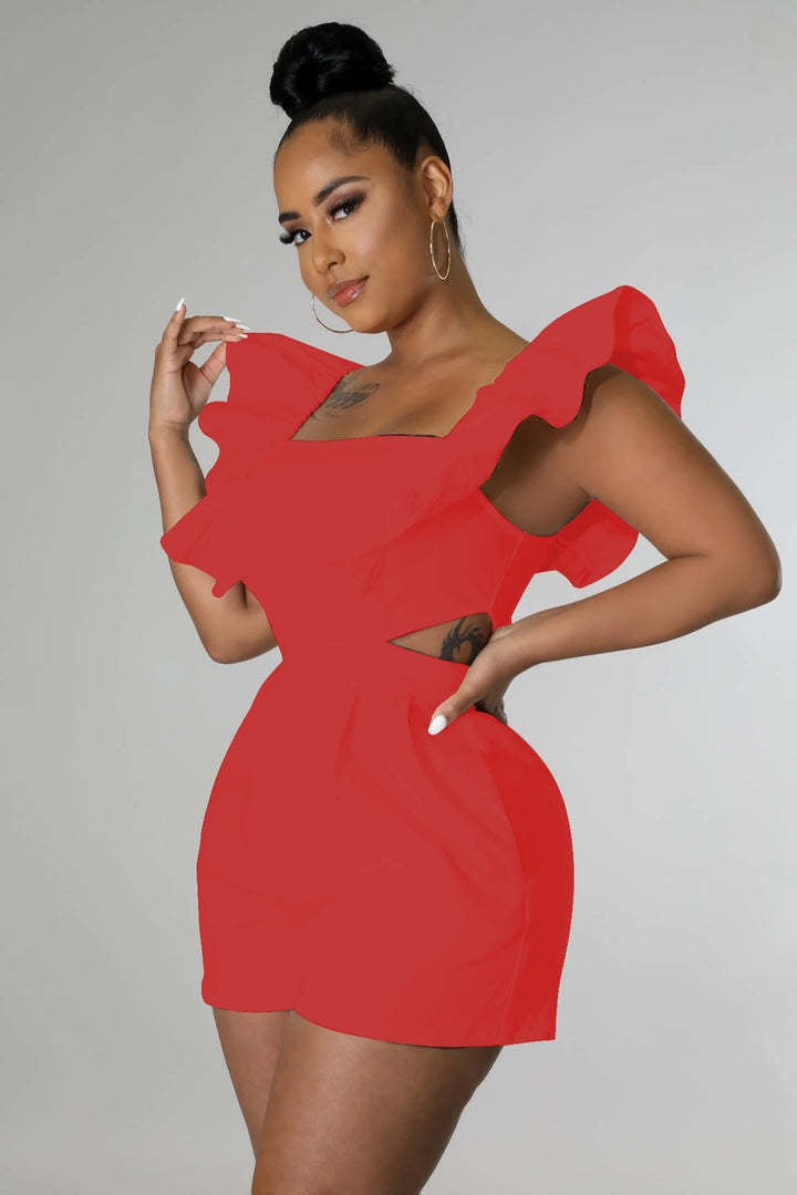 Plus Size One Shoulder Solid Color Romper GHXF HX0206