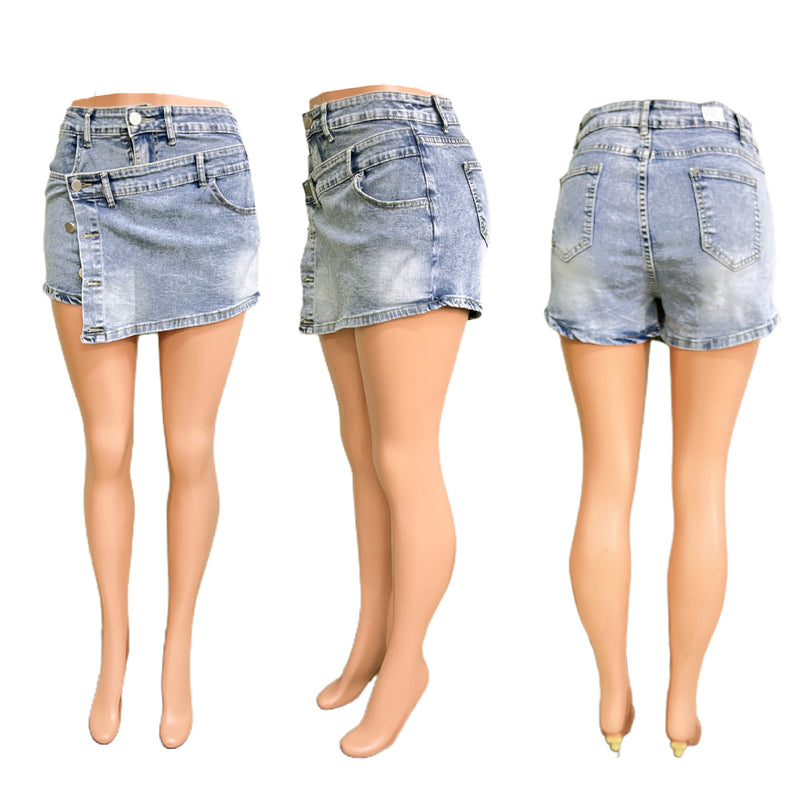 Fashion Denim Button Culottes LX 1382