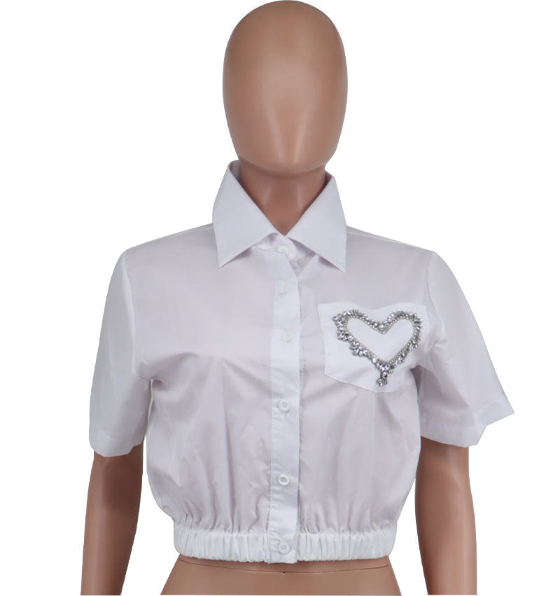 Short Sleeve Hot Drill Short Shirt XHXF 961