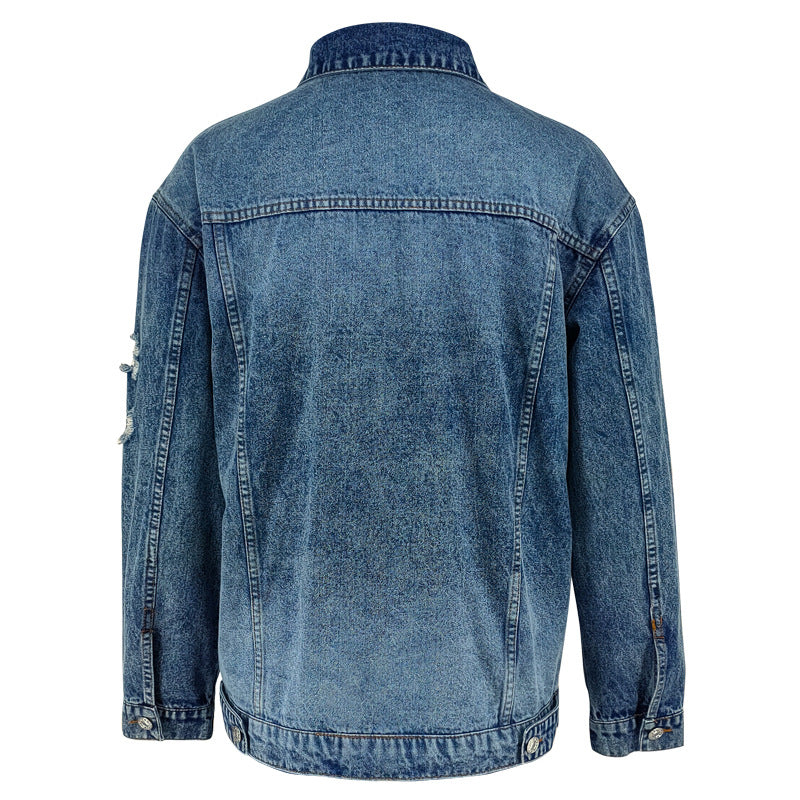 Long Sleeve Holes Denim Coat GDAM 218759
