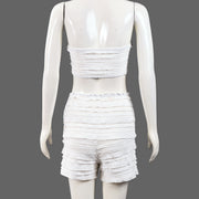 Solid Color Wrap Chest Tops Shorts 2 Piece Set GFRT 42023SBG