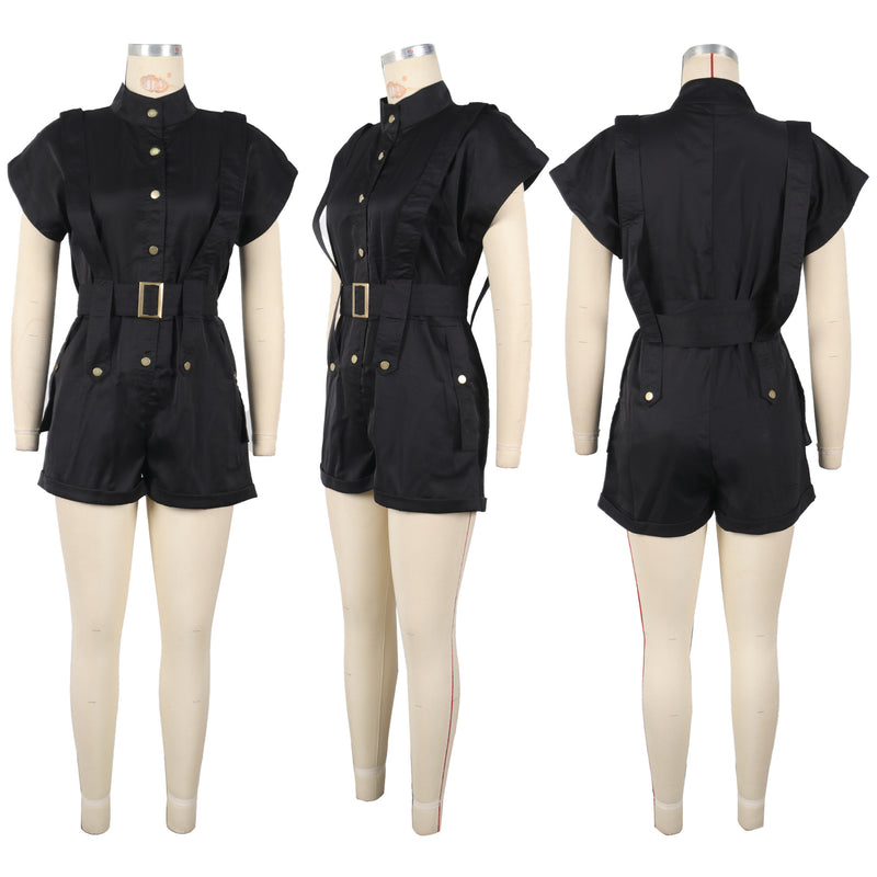 Plus Size Loose Sleeveless Solid Romper NY 3631