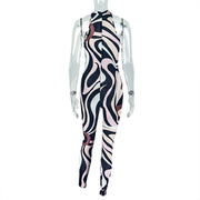 Print Hollow Out Sleeveless Jumpsuit GJYO 006230