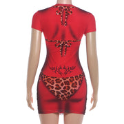 See Through Print Short Sleeve Mini Dress XEF K6D15964A