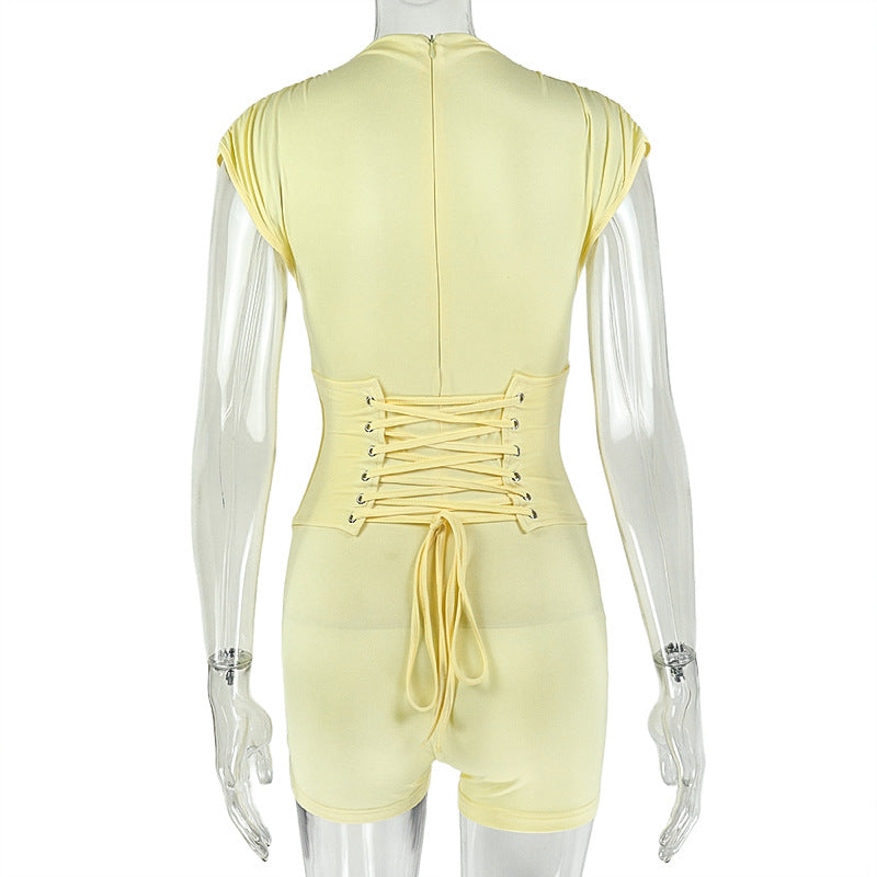 High Collar Sleeveless Romper GJYO JP006330
