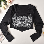 Long Sleeve Print Short T Shirt GNZD 9725TD