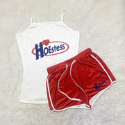 Plus Size Printed Fitness Two Piece Shorts Sets SHD 9375