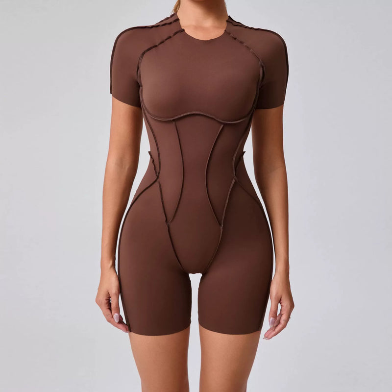 Short Sleeve Sport Backless Yoga Romper GQSA 50310