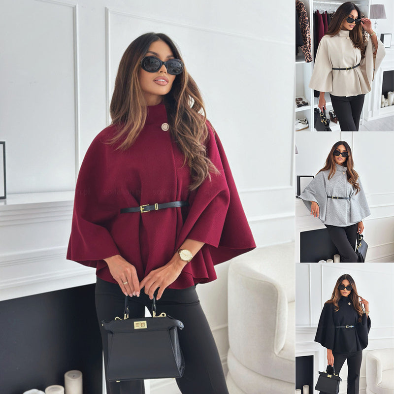 Fashion Solid Color Cape Coat GSZE 5382