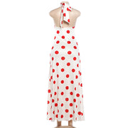 Sleeveless Polka Dot Printed Halterneck Maxi Dress DLSF K6D16498A