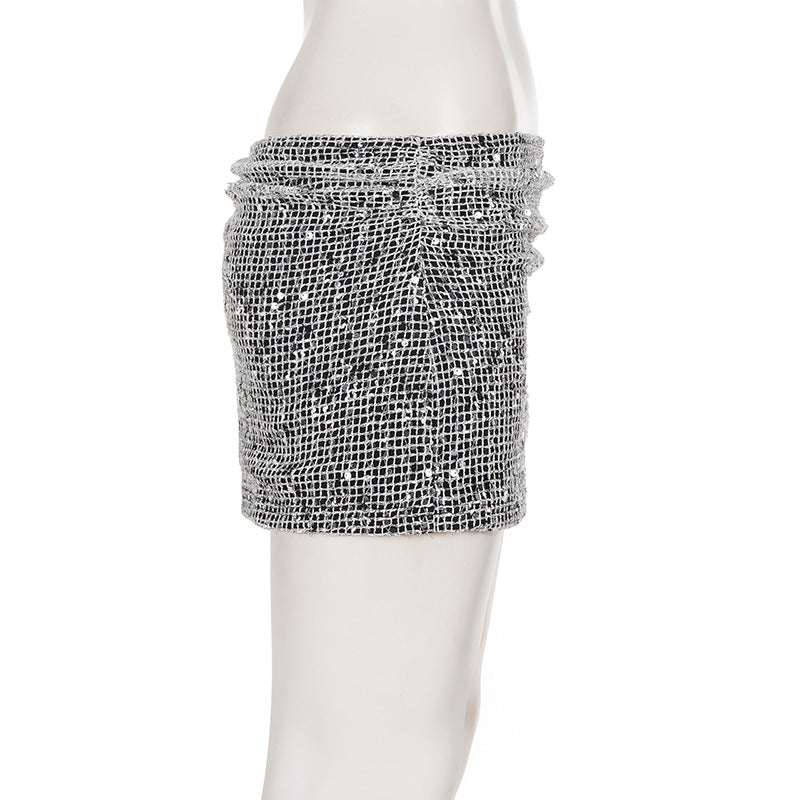 Sequin Ruched Slim Mini Skirts GPKJ MR47638