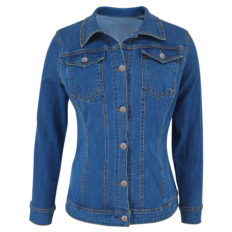 Long Sleeve Lapel Pockets Denim Coat GDAM 218619