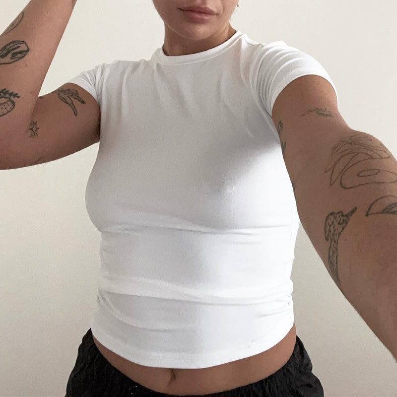 Solid Color Slim Short Sleeve T Shirt GYSM W0541