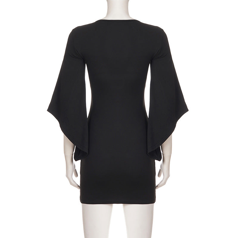 Deep V Neck Rivet Mini Dress GPKJ MR51208