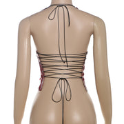 Slim Backless Lace Up Tank Top GYME K24B46321