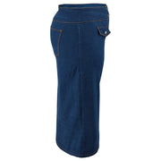 Plus Size Button Fake Pocket Denim Skirt GDAM 048