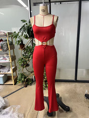 Solid Color Knits Backless Flare Jumpsuit GHYX JYP7005