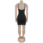 Sexy Deep V Neck Hot Drill Mini Dress BY 7348