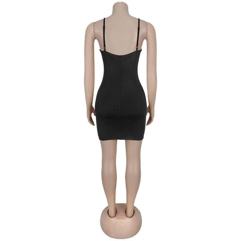 Sexy Deep V Neck Hot Drill Mini Dress BY 7348