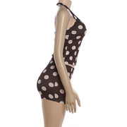 Polka Dots Print Sleeveless Two Piece Shorts Set GZJQ K6S01867A