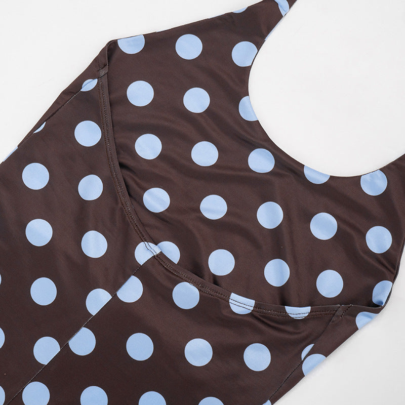 Polka Dots Print Halterneck Seventh Jumpsuit GSZM J26JP088