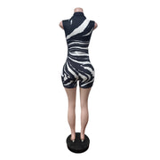 Sleeveless Print Zipper Romper MEM 88655