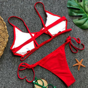 Solid Color Hollow Swimsuit Two Piece Set CSYZ 1852