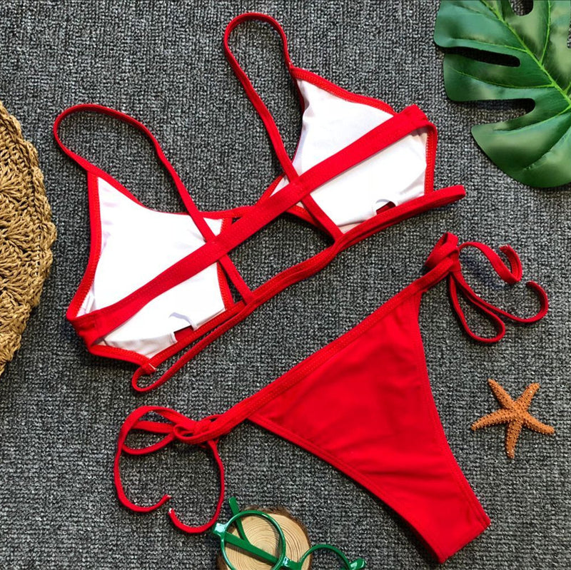 Solid Color Hollow Swimsuit Two Piece Set CSYZ 1852