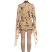 V Neck Tie Up Long Sleeve Mini Dress XEF K6D08886A