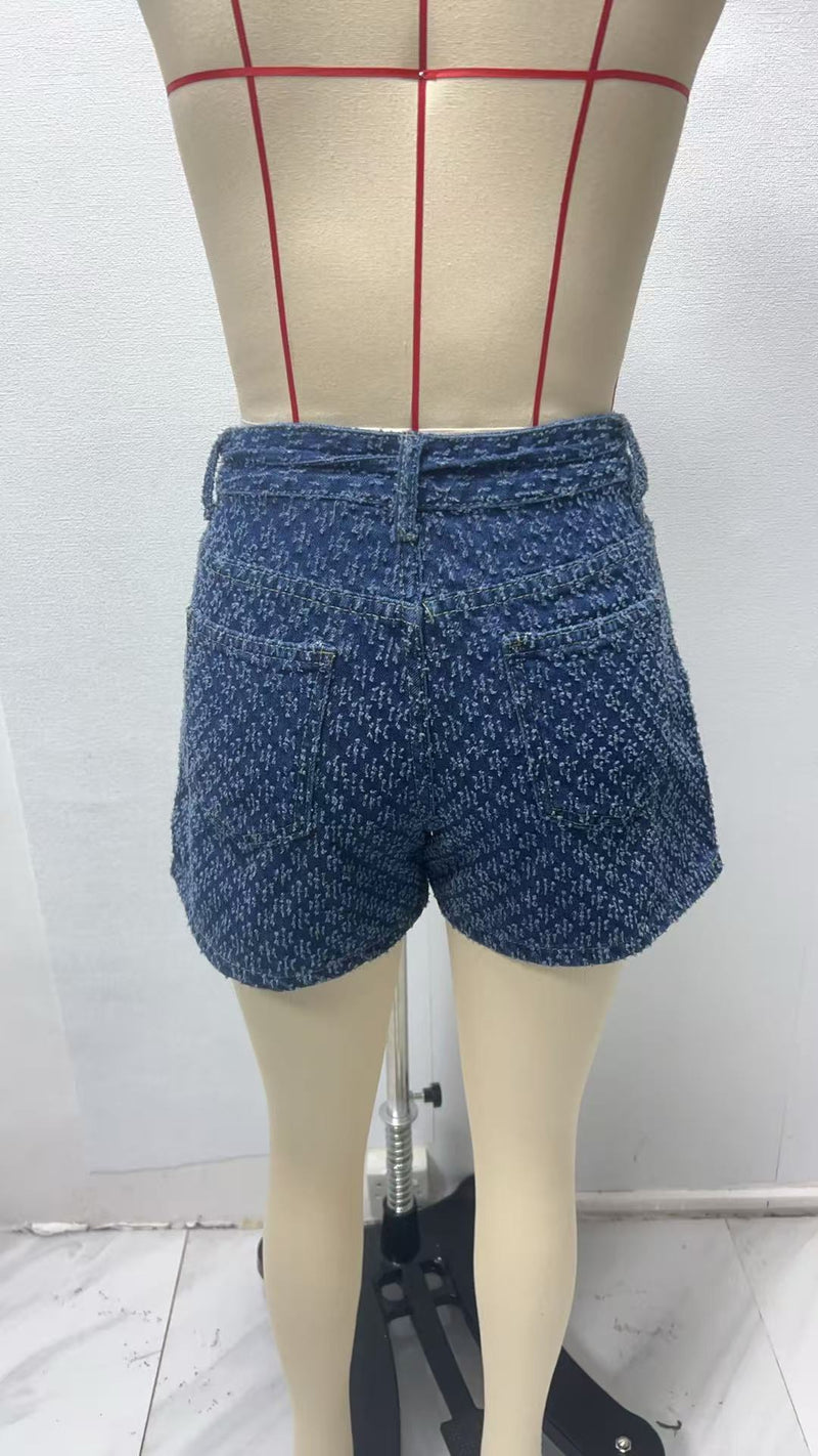 Straight Tie Up Denim Shorts GMYT 13811