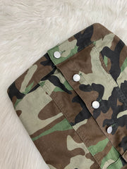 Wrap Chest Cardigan Buttoned Camouflage Romper LSD 24371