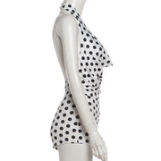 Polka Dots Print Backless Romper XEF K6Q08488A