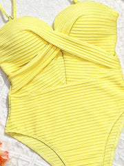 Hollow Out Solid Color One Piece Swimsuit CSYZ D852R