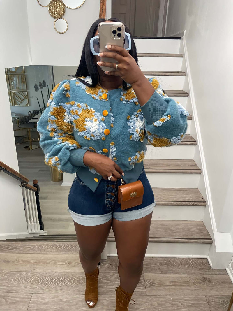 Floral Single breasted Short Coat ZSD 0562