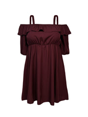 Plus Size Ruffles Off Shoulder Midi Dress GAWE 6764
