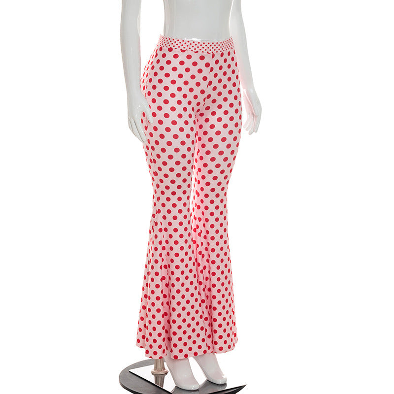 Polka Dot Print Flare Pants GSZM Q26PT084